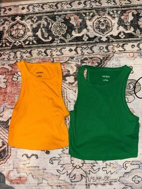 wild fable Green & Orange Ribbed Tank Tops bundle